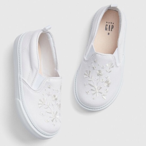 Baby Gap White Embroidered Slip-Ons - Picture 1 of 5